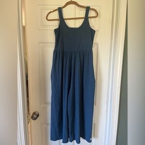 Blue Sleeveless Midi wide leg romper